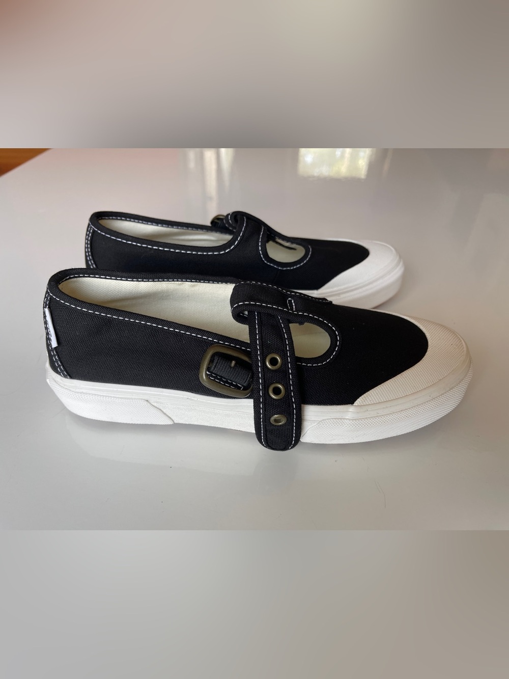 Vans Black and White Mary Jane Platform Sneakers - Picture 5 of 7